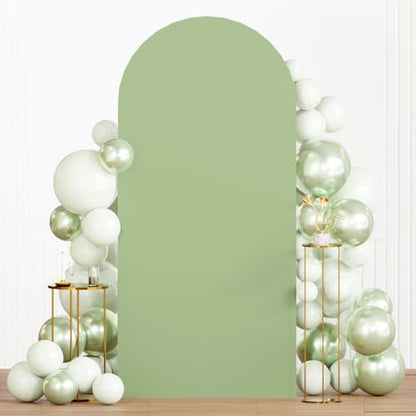 MODFUNS 7.2ft Arch Cover Sage Green Spandex Arch Backdrop Cover Fitted Arch Covers Stretchy Backdrop 2-Sided Arch Stand Covers Chiara Wall Covering for Wedding Party Prom Banquet Reception - color: Sage Green, size: 4 FT x 7.2 FT
