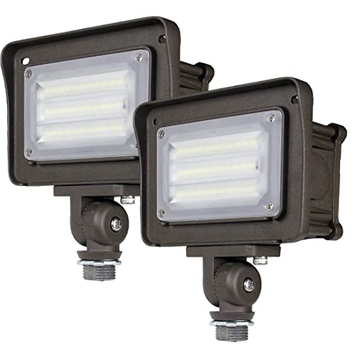 DAKASON 30W LED Flood Light Outdoor, Dusk-to-Dawn Photocell 180° Adjustable Knuckle, 3600LM 5000K Replaces 100W HPS/MH, IP65 Waterproof Outdoor Security Lighting Fixture ETL Listed, 2 Pack - size: 2 Pack