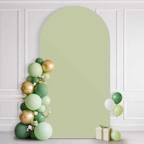 Ledido Wedding Arch Backdrop Cover 6FT Arch Covers Fitted Stretchy Spandex Round Top Stand Backdrop Cover for Wedding Banquet Ceremony Birthday Party Baby Shower Event Decoration,Sage Green - color: Sage Green, size: 6FT