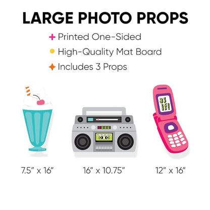 Big Dot of Happiness Through The Decades - Milkshake, Flip Phone and Boom Box Decorations - 50s, 60s, 70s, 80s and 90s Party Large Photo Props - 3 Pc - color: Through the Decades - 3 Pc