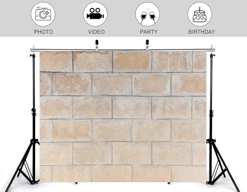 8x8ft Concrete Block Wall Backdrop with Neutral Finish and Industrial Tone Photography Background for Urban Party and Wall Decorations Banner Photo Booth Props - size: 8x8ft