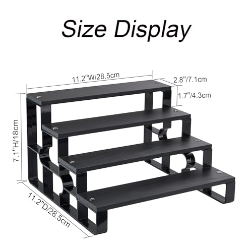 GRELY Waterproof Wooden Perfume Organizer for Men, 4 Tier 11.2 Inch Cologne Stand with ABS Frame, Anti-Slip for Dresser Bathroom Space-Saving(Black, 4 Tier 11.2") - size: 4 Tier 11.2"