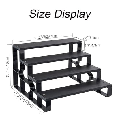 GRELY Waterproof Wooden Perfume Organizer for Men, 4 Tier 11.2 Inch Cologne Stand with ABS Frame, Anti-Slip for Dresser Bathroom Space-Saving(Black, 4 Tier 11.2") - size: 4 Tier 11.2"