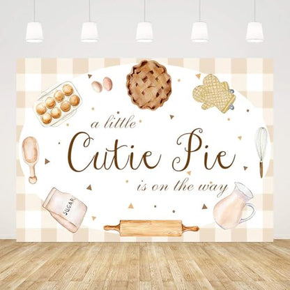 AIBIIN 8x6ft Baby Shower Backdrop - Little Cutie Pie is On The Way Photography Background - Party Decorations & Photo Booth Props - size: 8x6ft