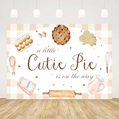 AIBIIN 10x7ft Baby Shower Backdrop - Little Cutie Pie is On The Way Photography Background - Party Decorations - Photo Booth Props - size: 10x7ft