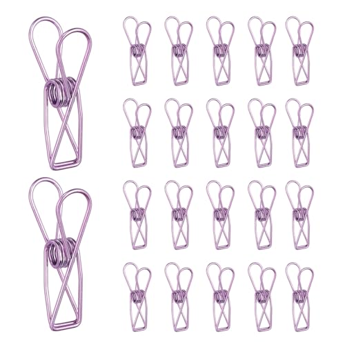 PATIKIL 50Pcs Paper Office Binder Clips, 1.26" Small Metal Wire Hollow Out Paper Clamps Long Tail Binder Clips for Photo Clothes Hanging Office Home Kitchen Food Package, Purple - color: Purple