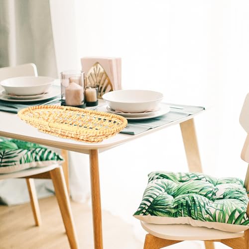 STAHAD Hand Woven Rattan Serving Tray Natural Food Storage Plate Decorative Basket for Tea Fruit Snacks Photography Prop Rustic Home Decor