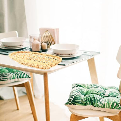STAHAD Hand Woven Rattan Serving Tray Natural Food Storage Plate Decorative Basket for Tea Fruit Snacks Photography Prop Rustic Home Decor