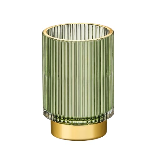 Makeup Brush Holder Organizer,Toothbrush Holders,Desk Pen Pencil Holder,Multifunctional Vintage Glass Brush Cup（L/Green/A3-6-US） - color: Green, size: Large