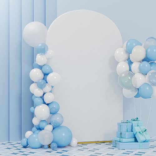 UDEAR 7.2FT Metal Arch Stand with White Cover, Arc Design with Fitted Cover, for Weddings, Parties, Baby Showers, Climbing Plants, Photo Backdrops - color: Gold with White Cover, size: 7.2FT