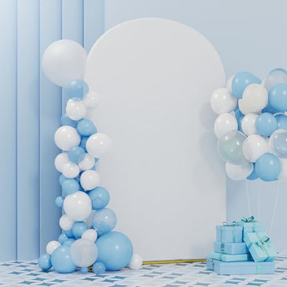 UDEAR 7.2FT Metal Arch Stand with White Cover, Arc Design with Fitted Cover, for Weddings, Parties, Baby Showers, Climbing Plants, Photo Backdrops - color: Gold with White Cover, size: 7.2FT
