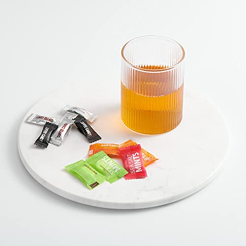 Natural Round Marble Tray Glossy Pastry Board for Dessert, Cheese, Coffee, Smooth on Both Sides (Volakas White) - color: Volakas White