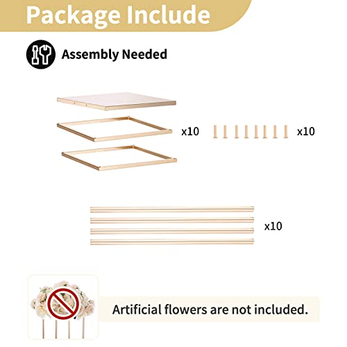 Nuptio Gold Vases - 10 Tall 15.7 inch Geometric Centerpieces for Wedding Tables - color: Gold, size: 15.7 inch - 10 PCS