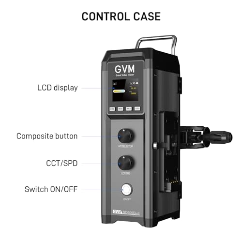 GVM 600W Bi-Color LED Video Light, 2700K-6800K Studio Photography Lighting, 128000Lux/1m Continuous Lighting Kit with APP & DMX Control for Filmmaking, Live Streaming, Broadcasting - size: 600W02