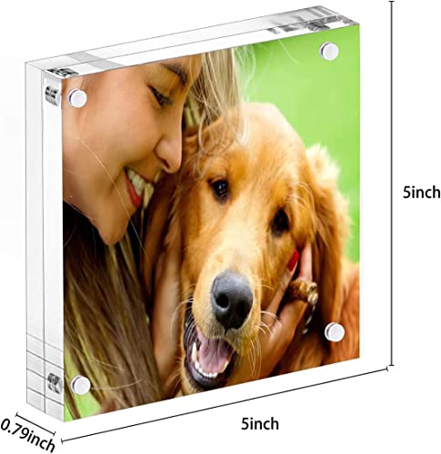 YestBuy 5x5 Acrylic Picture Frames,3 Pack Clear Photo Frames, Magnetic Picture Frames,Block Square Picture Frame For Desktop Display - size: 5x5"