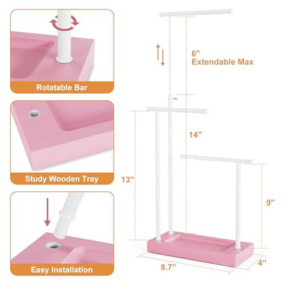SRIWATANA Jewelry Organizer Stand, Extra Tall Necklace Holder Jewelry Holder, Gift Idea (Pink & White) - color: Pink & White