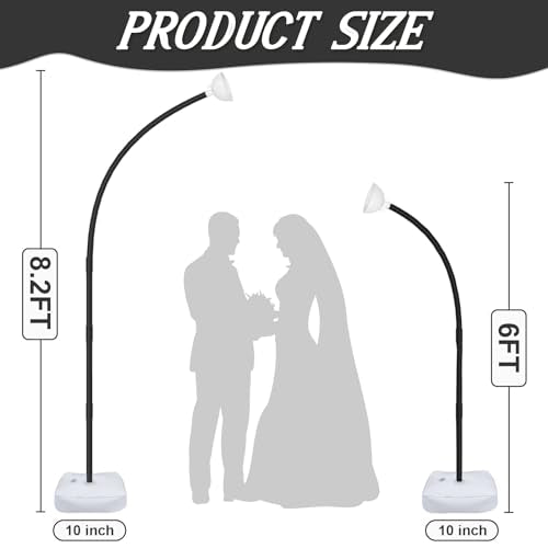 OurWarm 8.2FT & 6FT Balloon Arch Stand Kit, Black Half Arch Balloon Stand with Base for Floor, Free Bending Top Balloon Column Kit for Wedding Birthday Baby Shower Graduation Party Decorations - style: Black Balloon Arch Stand