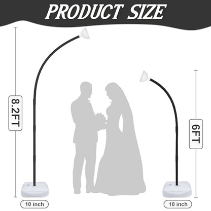 OurWarm 8.2FT & 6FT Balloon Arch Stand Kit, Black Half Arch Balloon Stand with Base for Floor, Free Bending Top Balloon Column Kit for Wedding Birthday Baby Shower Graduation Party Decorations - style: Black Balloon Arch Stand
