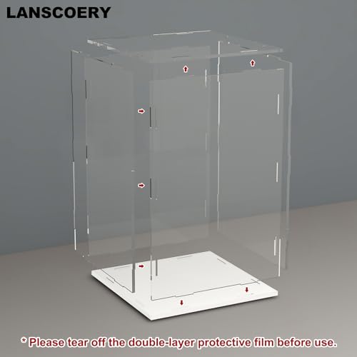 LANSCOERY Acrylic Display Case, Assemble Small Showcase Display Box for Collectibles, with Dustproof & Seamless Display Design, 4x4x6inch White Base - color: White, size: 4x4x6inch; 10x10x15cm