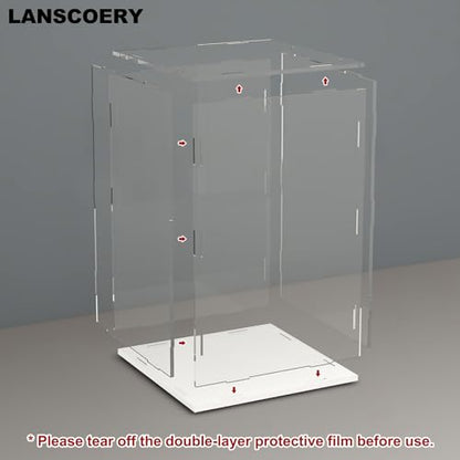 LANSCOERY Acrylic Display Case, Assemble Small Showcase Display Box for Collectibles, with Dustproof & Seamless Display Design, 4x4x6inch White Base - color: White, size: 4x4x6inch; 10x10x15cm