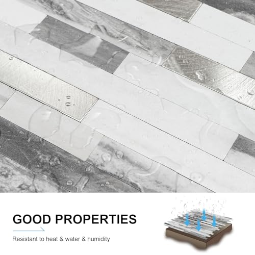 Peel and Stick Backsplash, 20-Sheet Peel and Stick Tiles 12.1" x 5.9" Stick on Backsplash PVC Wall Tile for Kitchen Fireplace - color: Carrara Gray Marble