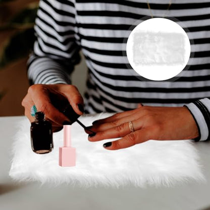 Luxshiny Fluffy Nail Background Fabric for Photography, Plush Mesh Backdrop for Nail Salon Photo Studio, White Soft Texture Flat Lay Photo Prop for Manicure Display