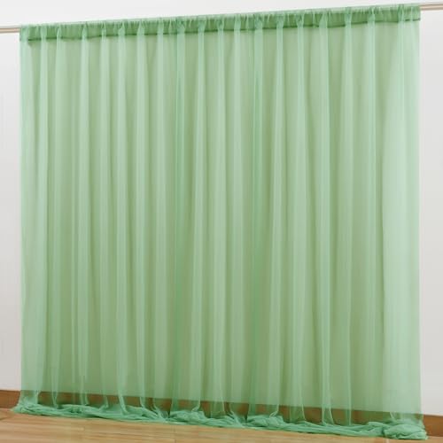 10x10 Green Tulle Backdrop Curtains for Parties, Sheer Backdrop Curtain Wedding Photo Background Drapes for Baby Shower Photography Birthday Party - color: Green, size: 10x10ft