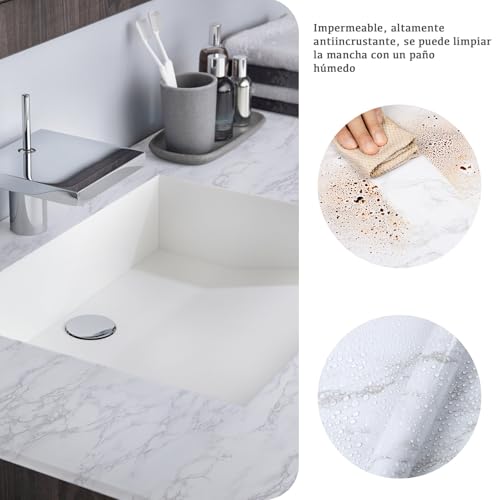 practicalWs Peel and Stick Marble Wallpaper 15.7'' x 472.4'' Marble Contact Paper for Cabinets and Drawers, White Gray Granite Self Adhesive Removable Kitchen Backsplash Vinyl Wall Paper - color: Gray/White, size: 15.7" x 472.4"