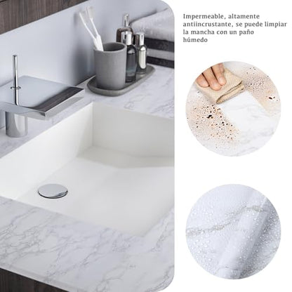 practicalWs Peel and Stick Marble Wallpaper 15.7'' x 472.4'' Marble Contact Paper for Cabinets and Drawers, White Gray Granite Self Adhesive Removable Kitchen Backsplash Vinyl Wall Paper - color: Gray/White, size: 15.7" x 472.4"