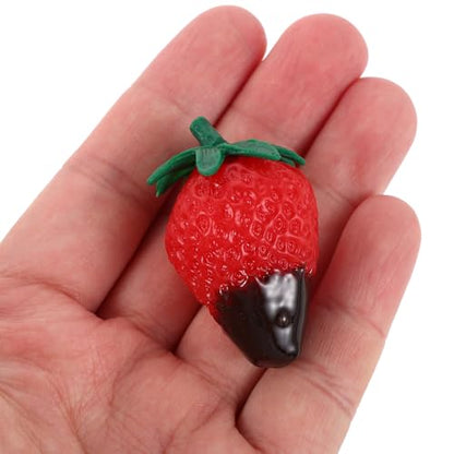 Lurrose 8pcs Chocolate Dipped Strawberry Ornaments Artificial Decorative Fruit Realistic Simulation Strawberries for Photography Props Cake Decoration