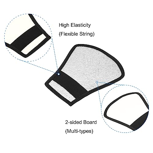PATIKIL Flash Diffuser Reflector, 2Pcs 2-Sided Flexible Bend Bounce Reflector with Elastic Strap for Flashlight Photography Camera Speed Light, Silver White