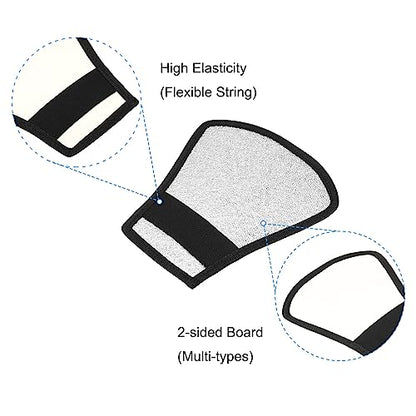 PATIKIL Flash Diffuser Reflector, 2Pcs 2-Sided Flexible Bend Bounce Reflector with Elastic Strap for Flashlight Photography Camera Speed Light, Silver White
