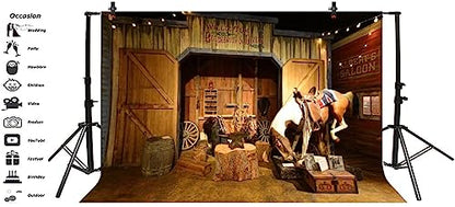 Yeele 9x6ft Wild West Backdrop for Photography Old Western Cowboy Saloon Saddle Background Party Decoration Banner Kids Man Children Boy Photo Booth Shoot Vinyl Studio Props Y2BK08841