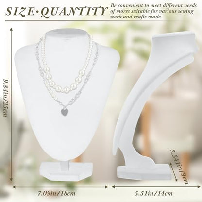 Huquary 6 Pcs Necklace Display Stand Necklace Holder Jewelry Bust Display Stands for Selling Home Store Trade Shows Photography Props Retail(White,Velvet) - color: White