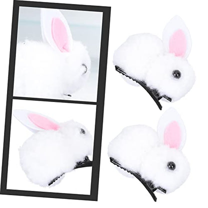 Yardwe 1Pair Adorable Plush Bunny Hair Clip for Creative Rabbit Hairpin for Easter Holiday and Photo Props Comfortable and Durable Hair Accessories