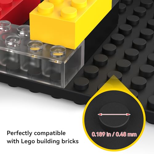 BlissBox 12-Pack Floating Shelves for Wall Compatible with Lego Building Bricks, 5x5.5inch Dual‑Sided 16x17 Studs for Toy Brick Storage and Display, ABS Display Shelves for Room Decor, Black - color: Black