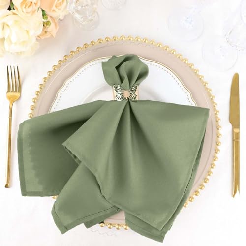 Efavormart Premium Cloth Napkins Set of 25, 17x17 Inch Eucalyptus Dusty Sage Violet Seamless Dinner Napkins, Washable Linen Table Napkin Cloth with Hemmed Edges for Weddings, Party and Banquet - color: Eucalyptus Dusty Sage, size: 17" x 17" (Set of 25)