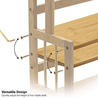 Sorbus Kitchen Countertop Organizer Bamboo Wooden Counter Storage Shelf Rack for Spice, Soap, Skin Care, Makeup Display Stand, Bathroom Shelves, Vanity, Office (3-Tier)