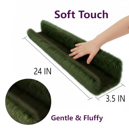 1PC Plush Bookshelf for Kids, Soft Hanging Book Display Shelf for Nursery Wall, Easy Mount Floating Bookshelf Display Organizer, Unique (Green) - color: 24in-furry Green