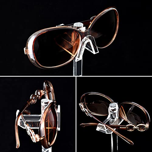 MOOCA 2 Pcs Set Premium Acrylic 3 Tier Eyeglasses Frame Riser Display Stand, Sunglasses Rack, Sunglasses Rack Holder, Acrylic Eyewear Display, Glasses Holder Stand, 3 Frames for Each Holder - color: 3 Frame Stand, 2 pcs