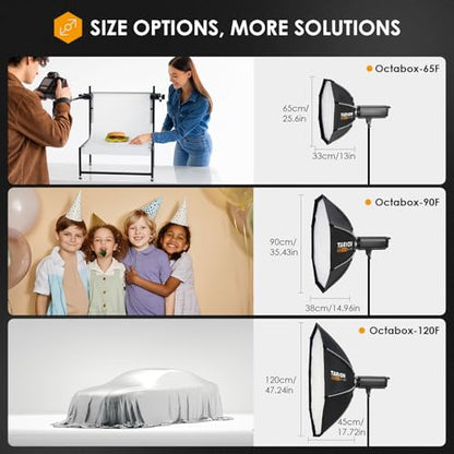 TARION Quick Release Octagonal Softbox - Bowens Mount Softbox with Diffusers/Honeycomb Grid/Carrying Bag for Live Streaming, Photography, Videography (Octagonal 47.2"/120cm) - style: Octagonal 47.2"/120cm