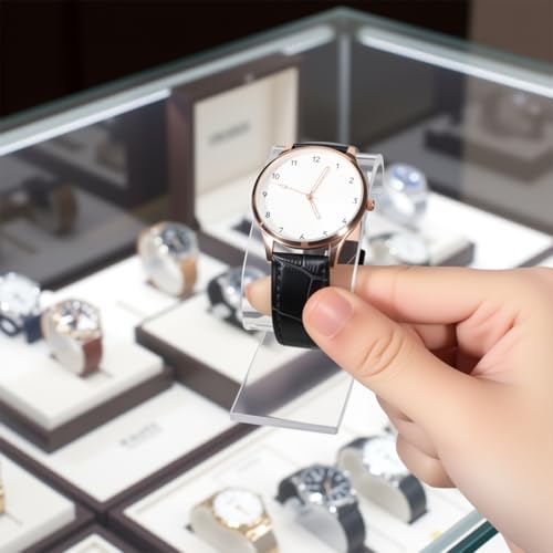 Prasacco Clear Watch Display Stand, 2 Pack Watch Holder Organizer Watches Display Stand Rack for Bracelet Jewelry Storage, Transparent Watches Showcase Rack