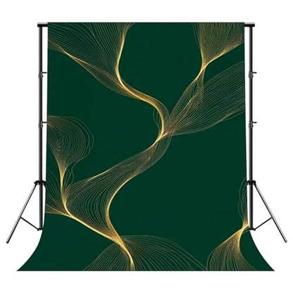 Photography Backdrop Photography Background Luxury Golden Emerald Abstract Gold line Arts Texture Green Emerald for Photoshoot Portrait Photo Studio Video Prop Birthday Party Booth Decor 10x8ft