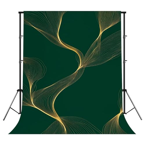 Photography Backdrop Photography Background Luxury Golden Emerald Abstract Gold line Arts Texture Green Emerald for Photoshoot Portrait Photo Studio Video Prop Birthday Party Booth Decor 10x8ft