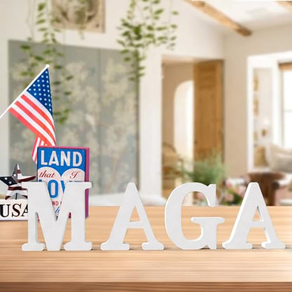 AOCEAN 6 Inch White Wood Letters Unfinished Wood Letters for Wall MAGA Decorative Standing Letters Slices Sign Board Decoration for Craft Home Party Projects (J) - style: J