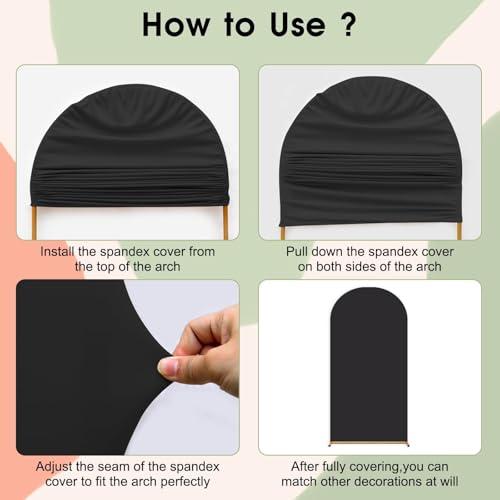 Arch Backdrop Cover Set of 2(6ft/7.2ft) Double Color Wedding Arch Cover Spandex Fitted Arch Covers,Round Top Arch Backdrop Cover for Baby Party Birthday Banquet Shower (Black+Blue) - color: Black+Blue
