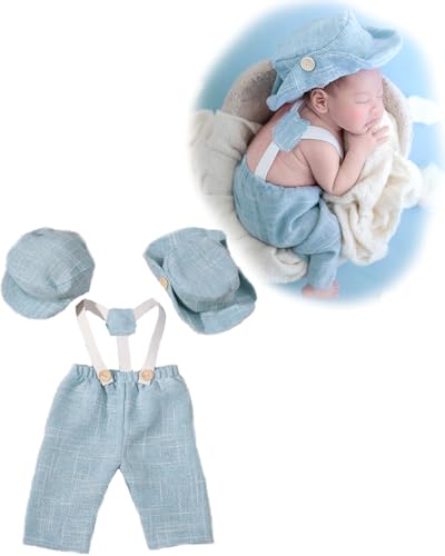 Newborn Baby Boy Suspender Pants Photo Outfits Gentleman Photography Outfit Girl - color: White2