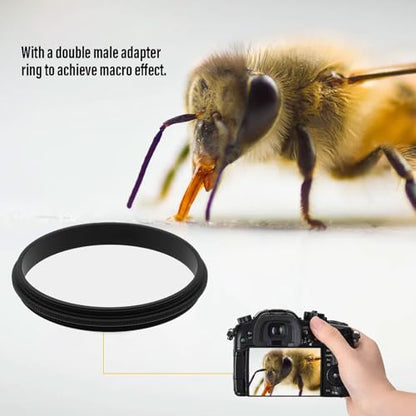 Aluminum Male to Male Lens Adapter Ring for Macro Photography 49-49mm, 49-52mm, 49-55mm, 49-58mm, 49-62mm, 49-67mm, 49-77mm, 49-82mm (49-49mm) - size: 49-49mm