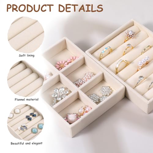 2pcs Ring Holder Display 6 Grid Jewelry Drawer Organizers Trays Small Ring Organizer for Jewelry Rings TrayRings Holder Display Tray Necklace Insert Holders Case for Girl Store Selling or Home Show