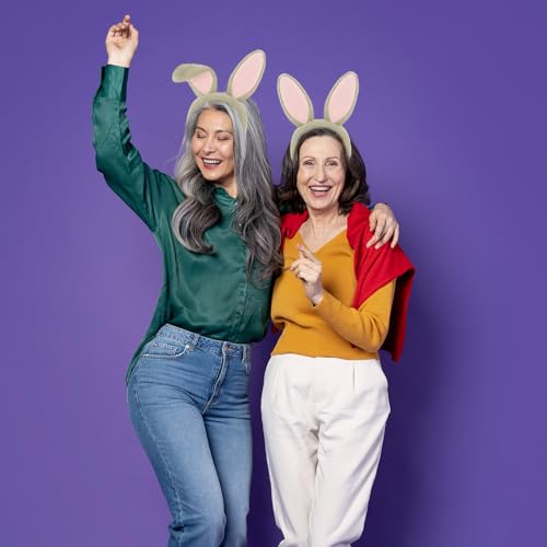 KHC-KHF Easter-Headband Bunny-Headband Halloween-Headband Plush Rabbit Ear Costume Headband Tail Accessories Party Makeup Birthday Favors Kids Adult Headwear - color: Gray Suit